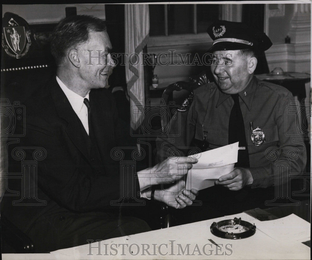 1954 Press Photo Capt. John A. Clark, Massachusetts Governor Christian Herter - Historic Images