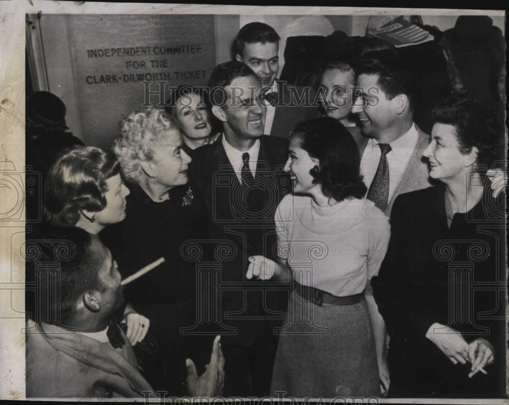 1951 Press Photo Joseph S. Clark with Supporters After Winning Mayoral Election - Historic Images