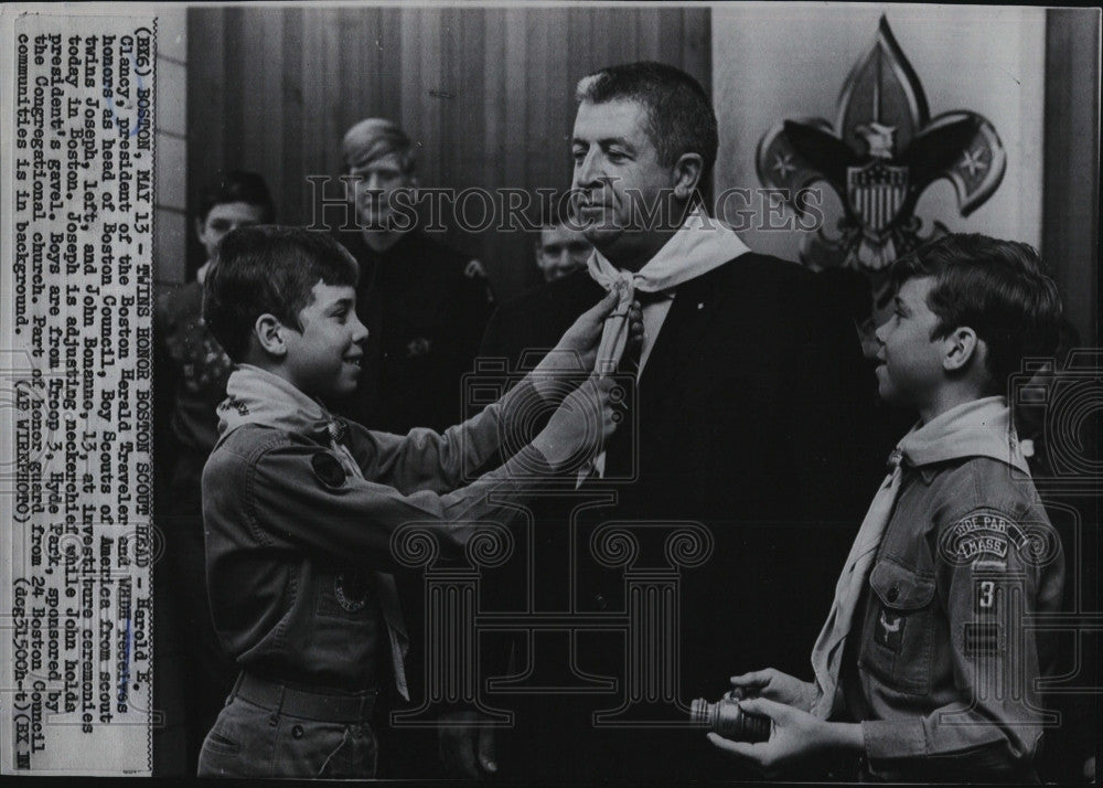 Press Photo Boston Leader Harold E. Clancy Receives Award from Boy Scouts - Historic Images