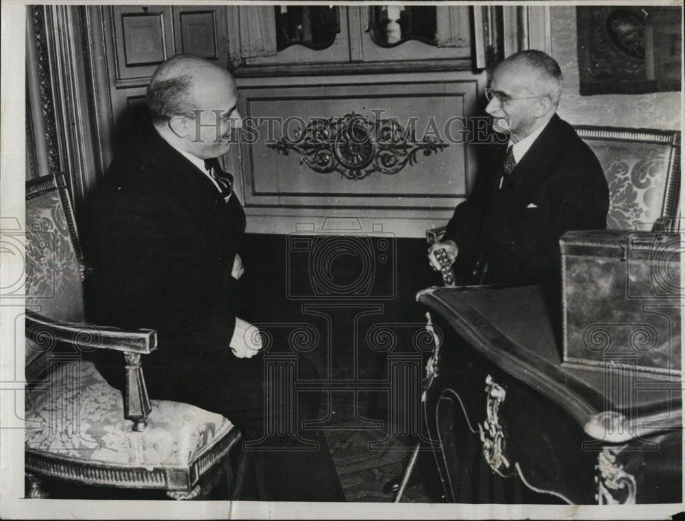 1954 Press Photo Min. of Interior Amintore Fanfani, Italian Pres. Luigi Einaudi - Historic Images