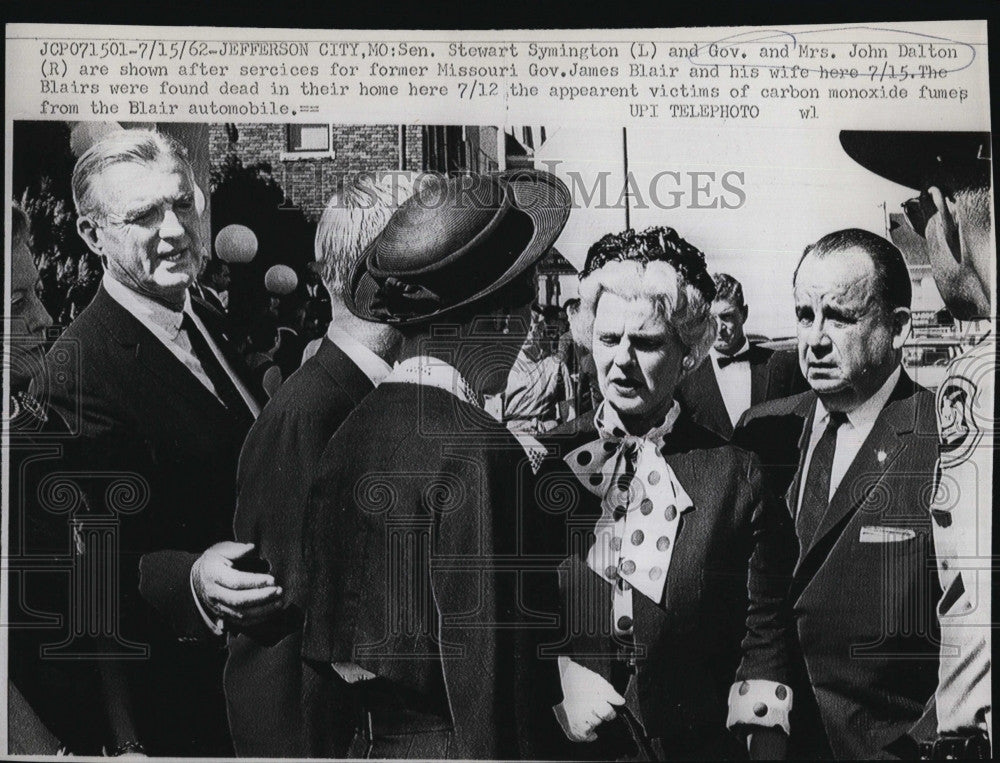 1962 Press Photo Gov.and Mrs.John Dalton at funeral service of Gov. James Blair. - Historic Images