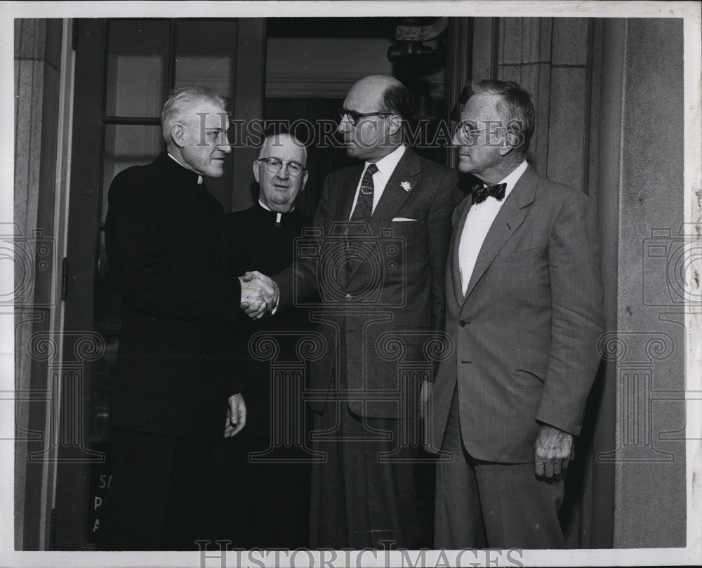 1954 Press Photo Archbishop Richard Cushing,Msgr. Dalton, Dr. Bruglar,A. Wheeler - Historic Images