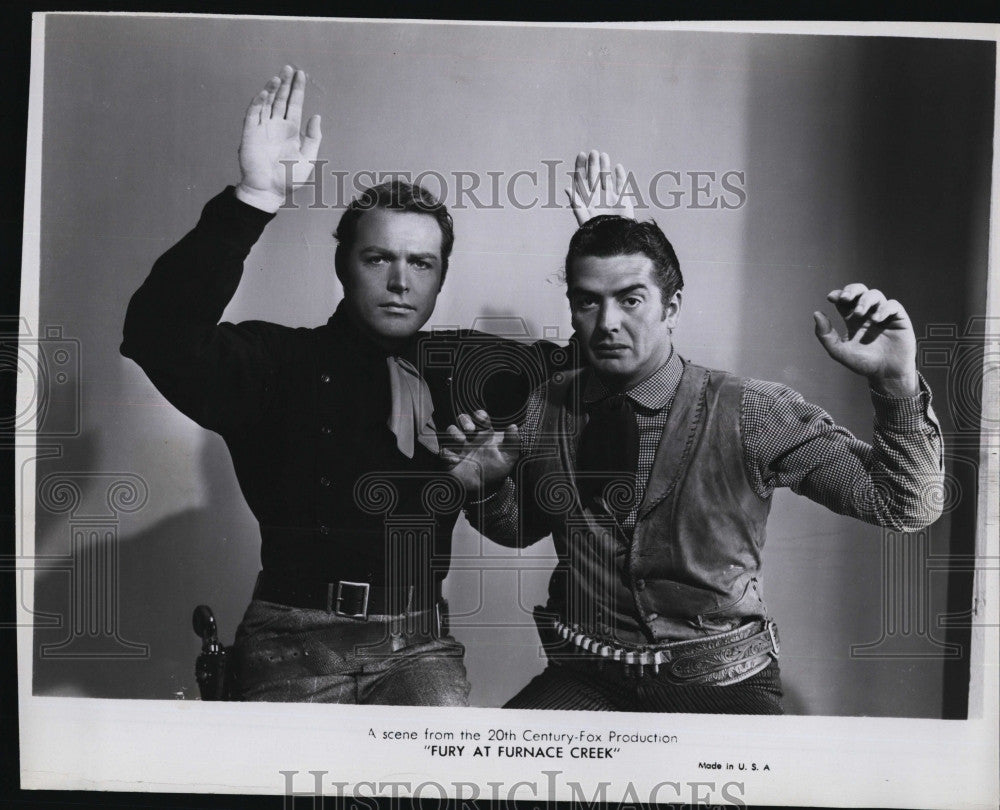 Press Photo Glenn Langan &amp; Victor Mature star in &quot;Fury At Furnace Creek&quot; - Historic Images