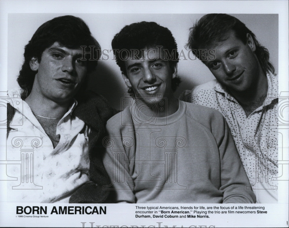 1986 Press Photo Steve Durham David Coburn Mike Norris Movie Born American - Historic Images