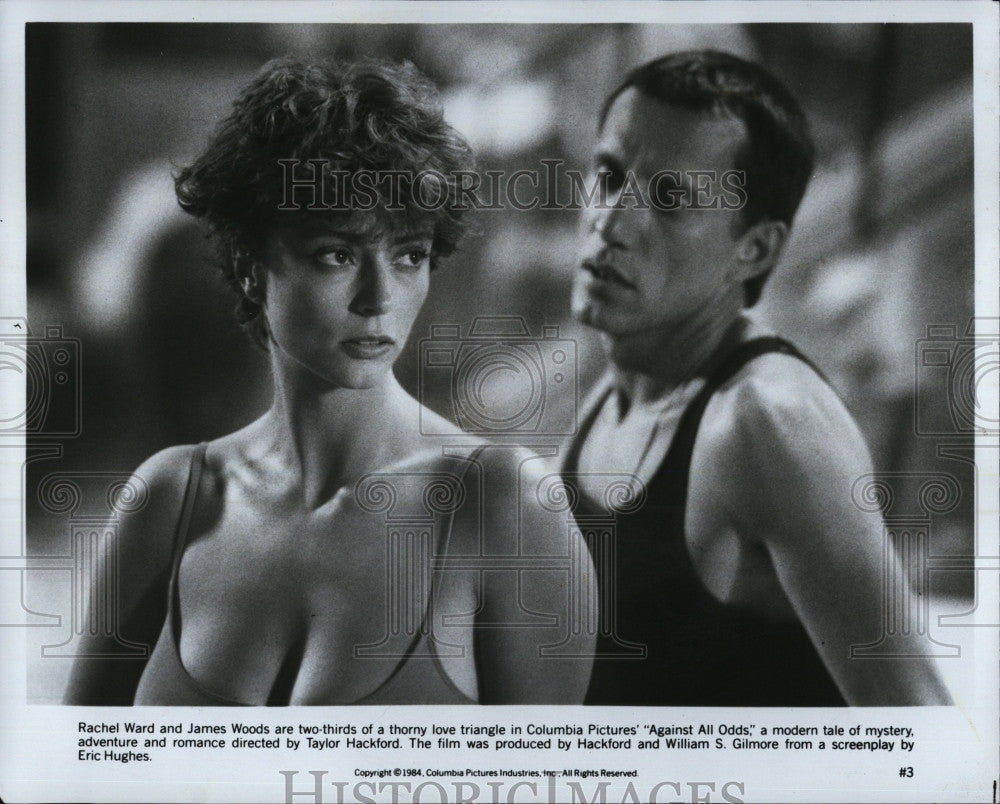 1984 Press Photo Rachel Ward, James Woods &quot;Against All Odds&quot; - Historic Images