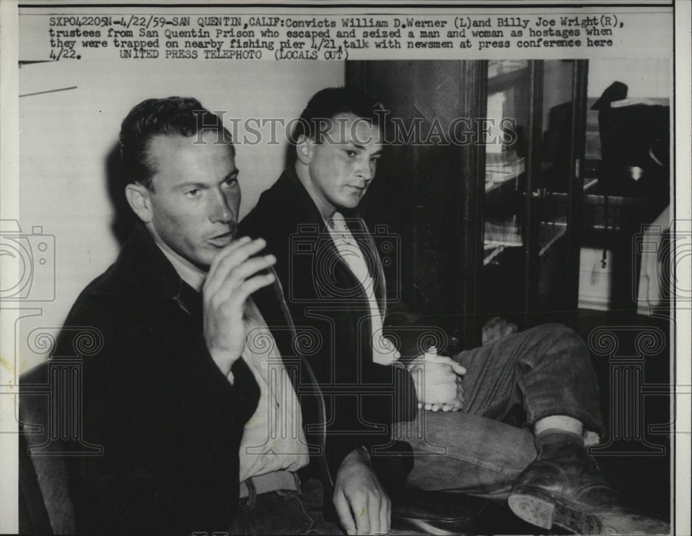 1959 Escaped Convicts William Werner And Billy Joe Wright Captured-Historic Images