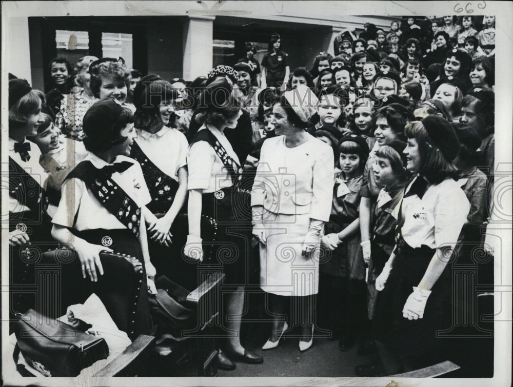 1965 Mrs John Volpe of Massachusetts & Girl Scouts-Historic Images