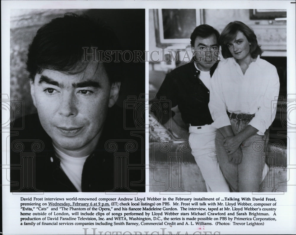 1996 Press Photo Composer Andrew Lloyd Webber, Madeleine Gurdon - Historic Images