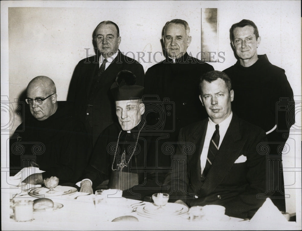 1956 Press Photo Rev. Calsus Wheeler,Richard Cushing,Thomas Mahoney, Rev. Monsig - Historic Images