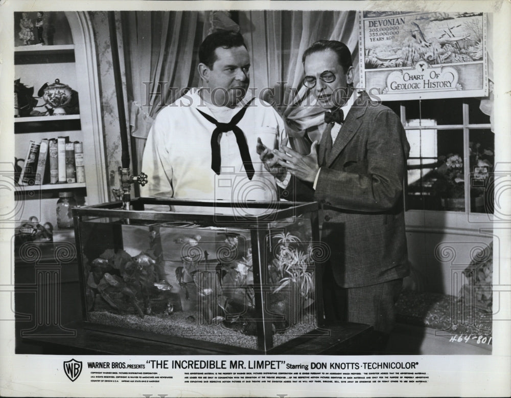 1964 Press Photo Actor Don Knotts &amp; Jack Weston In &#39;The Incredible Mr. Limpet&quot; - Historic Images