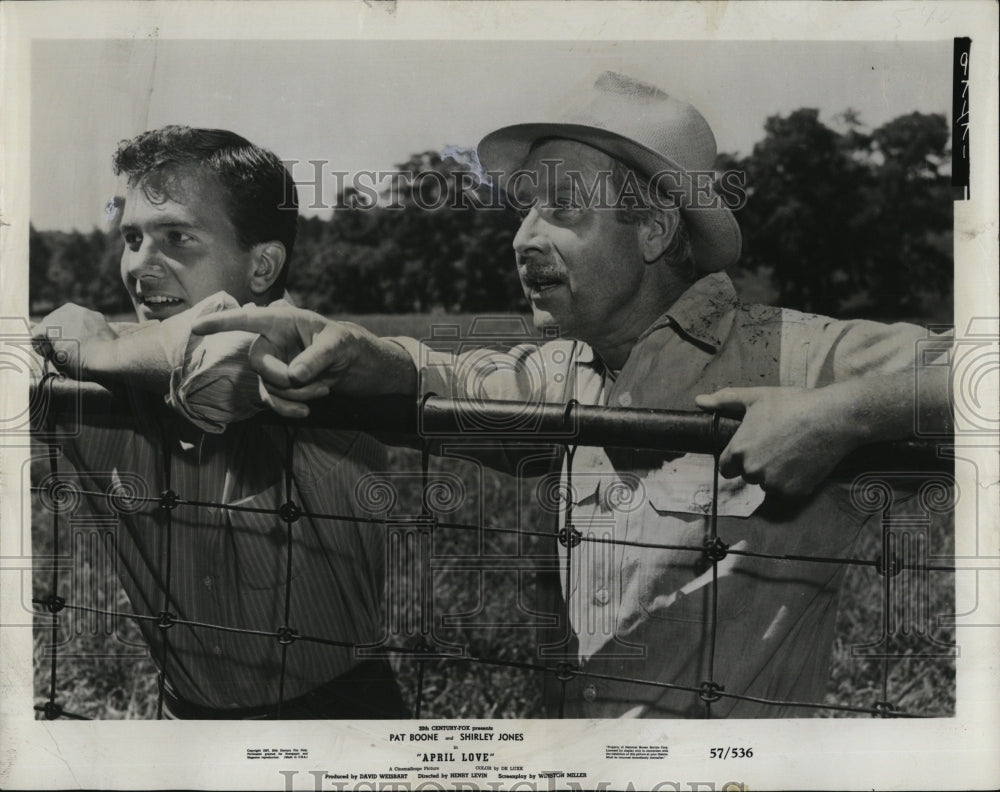 1957 Actor Pat Boone & Arthur O'Connell In "April Love" - Historic Images