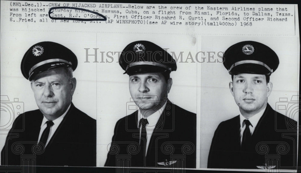 1968 Press Photo Capt.R.J. O'Gorman,Richard Curti & Richard Fried East Airline - Historic Images