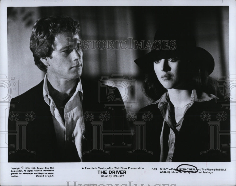 1978 Press Photo Ryan O&#39;Neal, Isabelle Adjani &quot;The Driver&quot; - RSM00473 - Historic Images