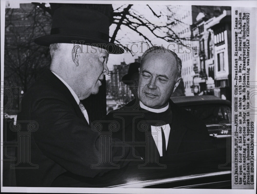 1959 Press Photo President Eisenhower &amp; Rev Dr Edward L.R. Elson - RSM00523 - Historic Images