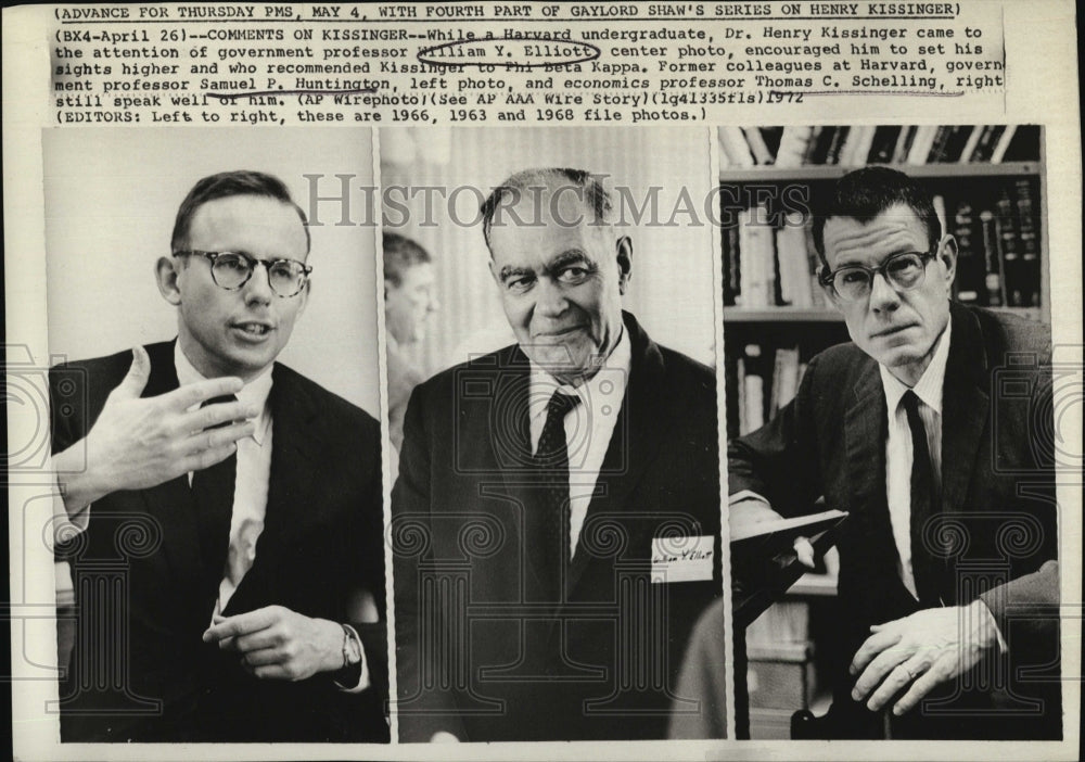 1972 William Y. Elliott Samuel P. Hungtingon Thomas C. Schelling-Historic Images