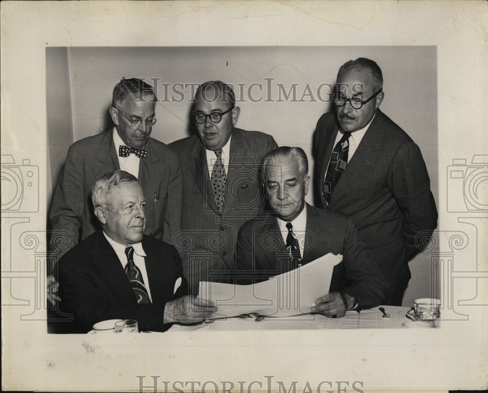 1949 Press Photo Joseph B Ely Paul F. Clark Arthur Cronin Norman MacDonald - Historic Images