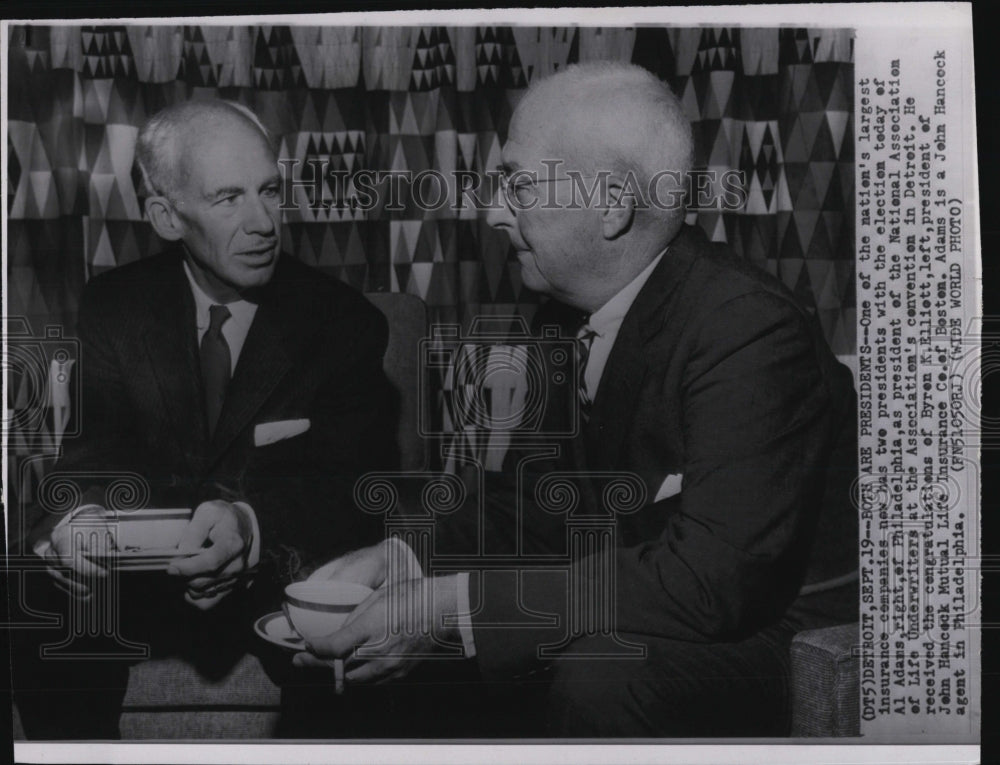 1957 Press Photo Al Adams of Natl Assoc Life Underwriters,Byron Elliott - Historic Images