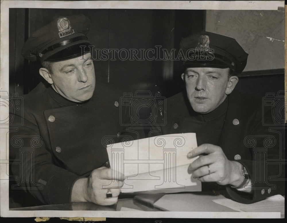 1956 Press Photo Policeman of the month, Leo Hefferman &amp; Edward Flahtery - Historic Images