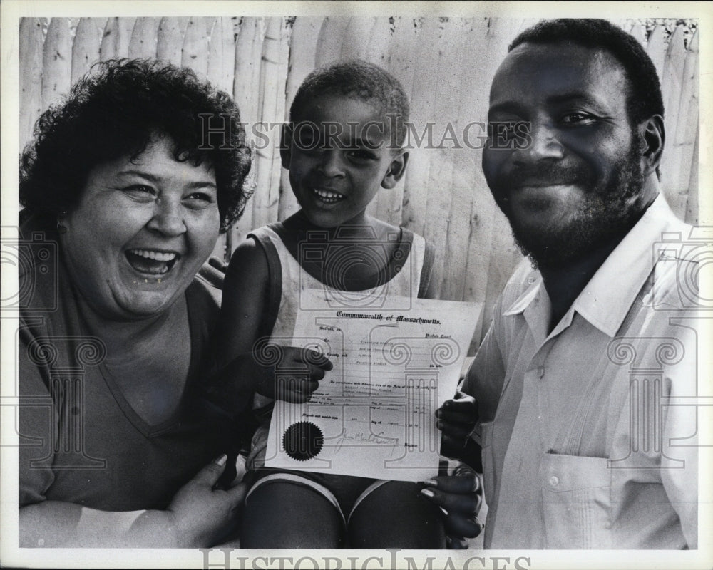 1986 Press Photo Mike Riddick 4 1/2 year old Adoptive parents Patricia and - Historic Images