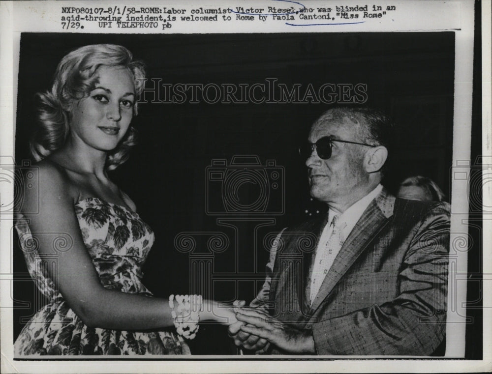 1958 Victor Riesel Paoloa Cantoni Miss Rome - Historic Images