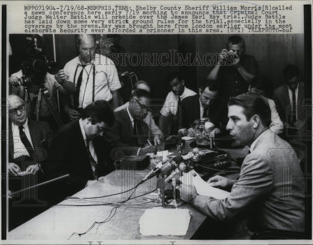 1968 Press Photo Sheriff Wm Morris, Judge W Battle of Memphis, Tn, - RSM01093 - Historic Images