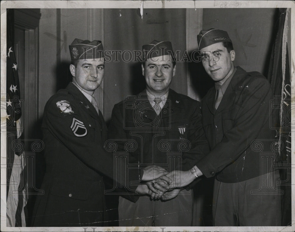 1949 Press Photo James Logan,Peter Morris & Edwin Mallard At VFW Post - Historic Images