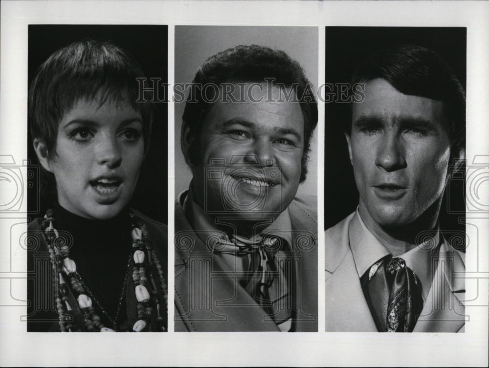 1970 Press Photo Liza Minnelli, Roy Clark, and Bill Medley star in "Movin" - Historic Images