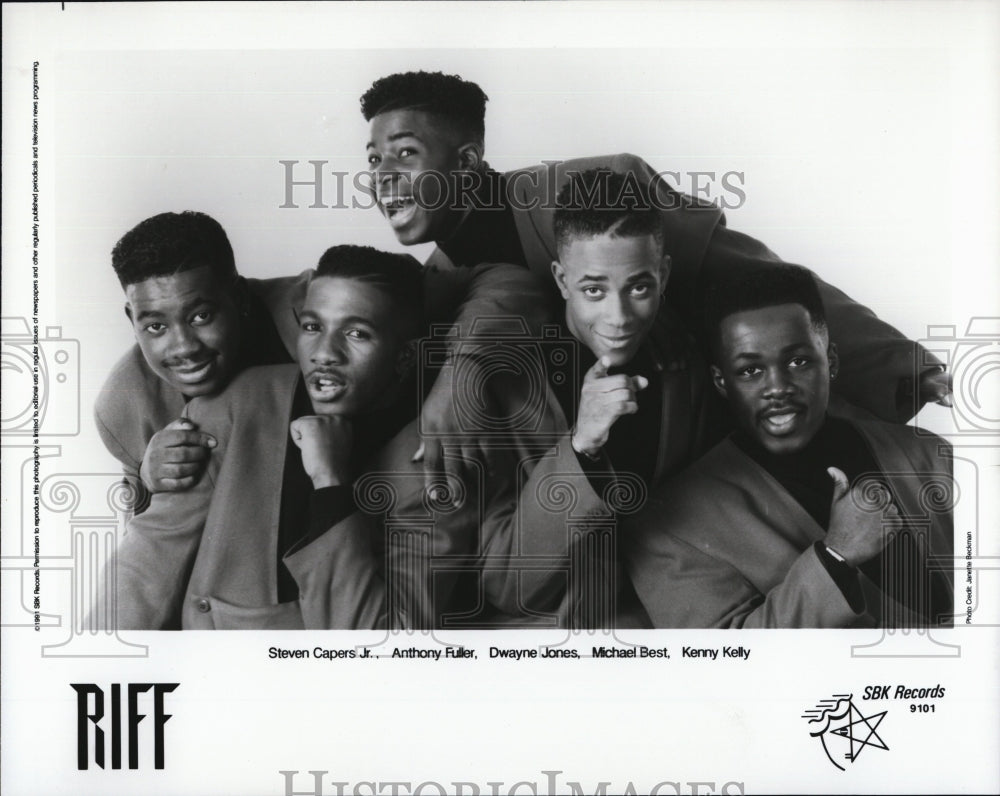 1991 Press Photo Riff, Steven Capers Jr, Anthony Fuller, D Jones, M Best K Kelly - Historic Images