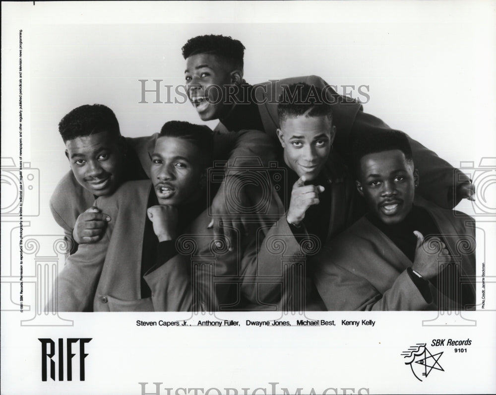 1991 Press Photo Riff, Steven Capers Jr, A Fuller, Dwayne Jones, M Best, K Kelly - Historic Images