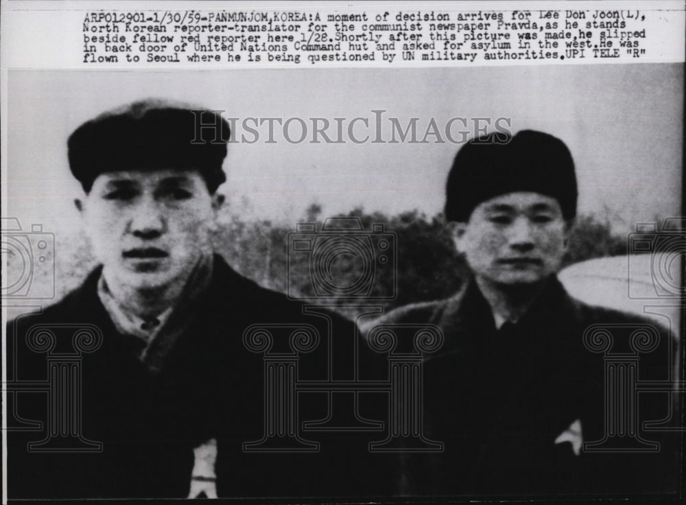 1959 Press Photo Lee Don Joon North Korean Reporter & UN Military Authority - Historic Images