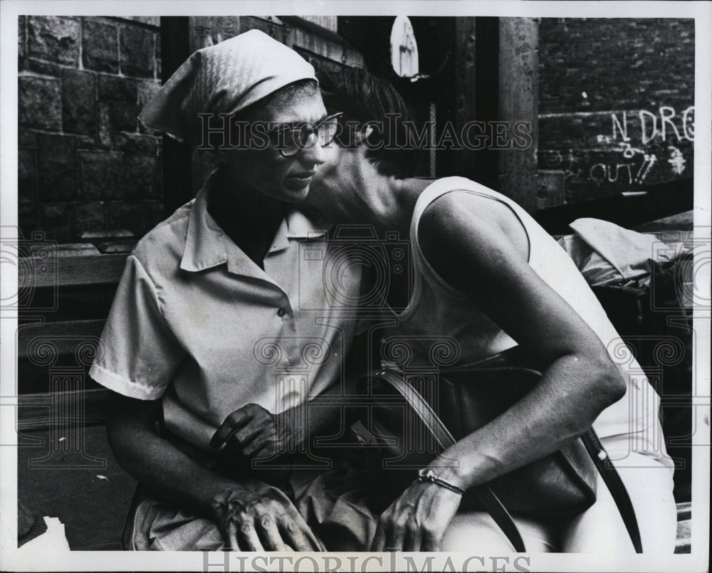 1979 June Evelyn Hones on Myrtle Street Park on Beacon Hill - Historic Images