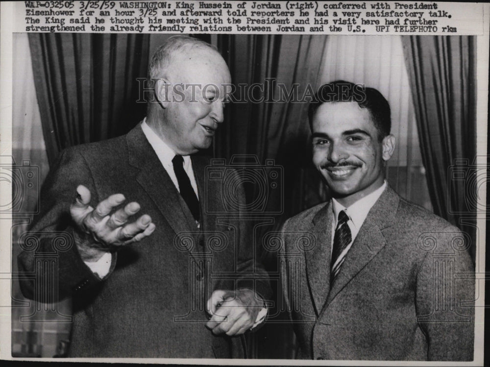 1959 Press Photo President Eisenhower & King Hussein Of Jordan At White House - Historic Images