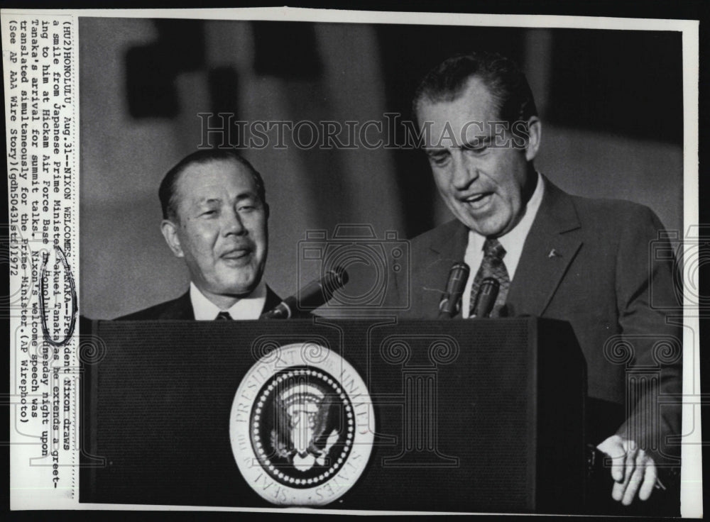 1972 Press Photo President Richard Nixon & Japan Prime Minister Kakuei Tanaka - Historic Images