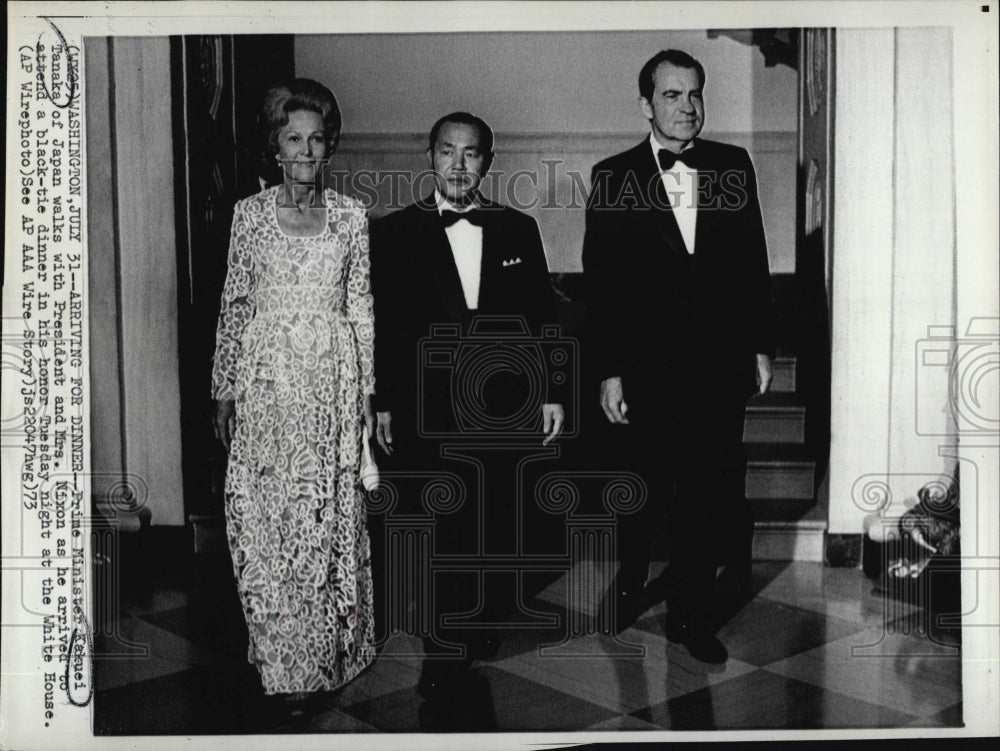 1973 Press Photo President Nixon & Wife With Japan Prime Minister Kakuei Tanaka - Historic Images