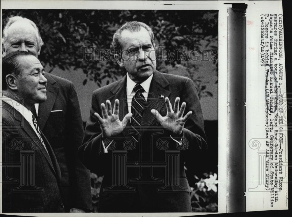 1973 Press Photo President Richard Nixon &amp; Japan Prime Minister Kakuei Tanaka - Historic Images