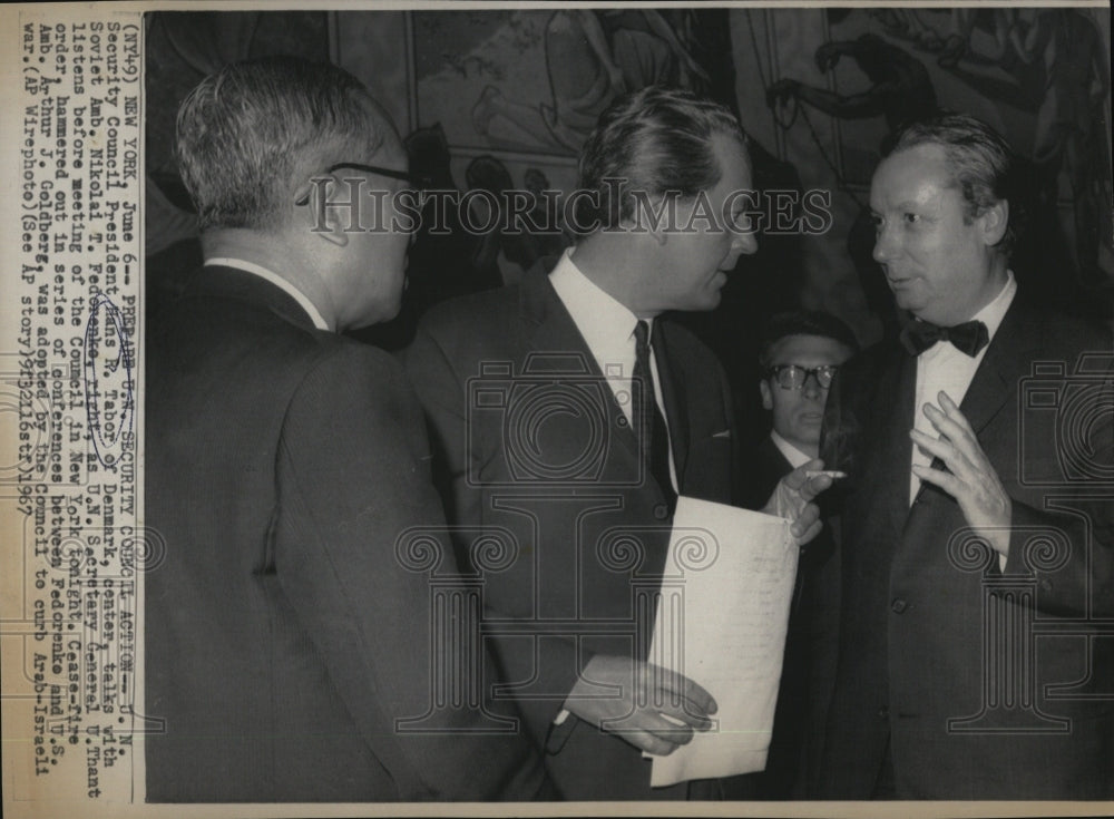 1967 Press Photo U.N. Security Council President Hans Tabor Denmark Soviet - Historic Images