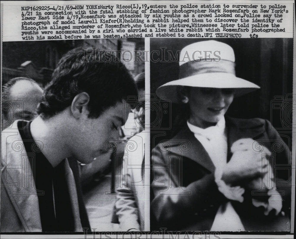 1969 Press Photo Marty Ricco Police Station Fatal Stabbing Mark Rozenfarb - Historic Images