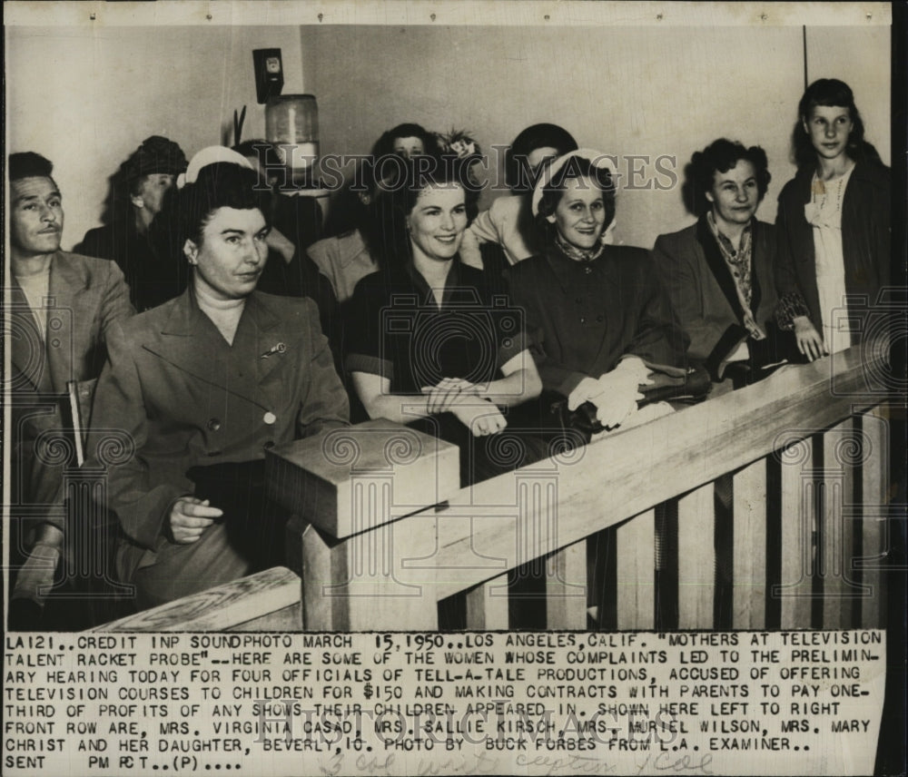 1950 Press Photo mothers of television child talent racket probe - RSM02179 - Historic Images