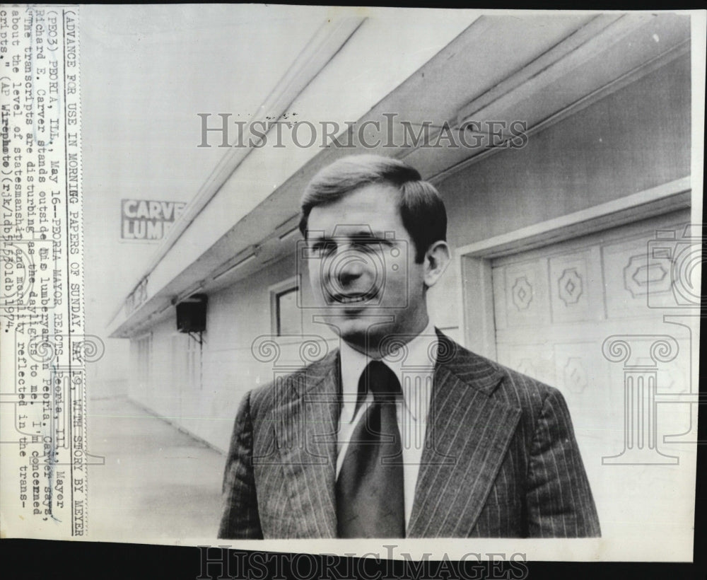 1974, Mayor Richard E. Carver Outside Lumberyard In Peoria - Historic Images