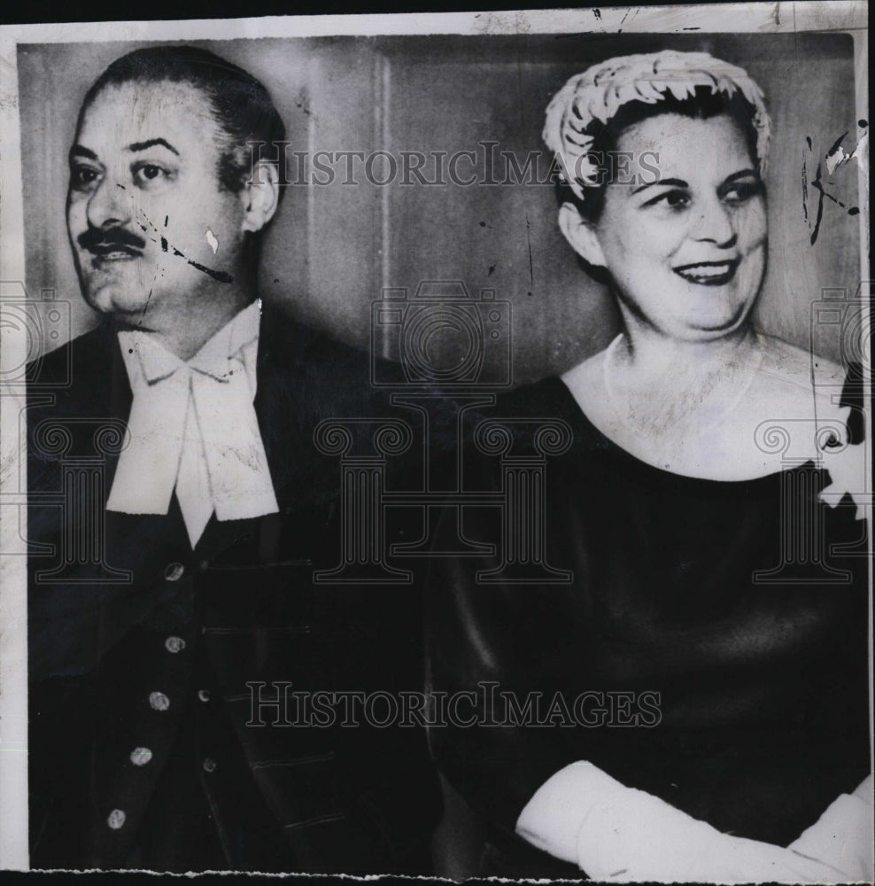 1958 Press Photo Louis Rene Beaudoin,Canadian House Speaker and divorsed wife. - Historic Images