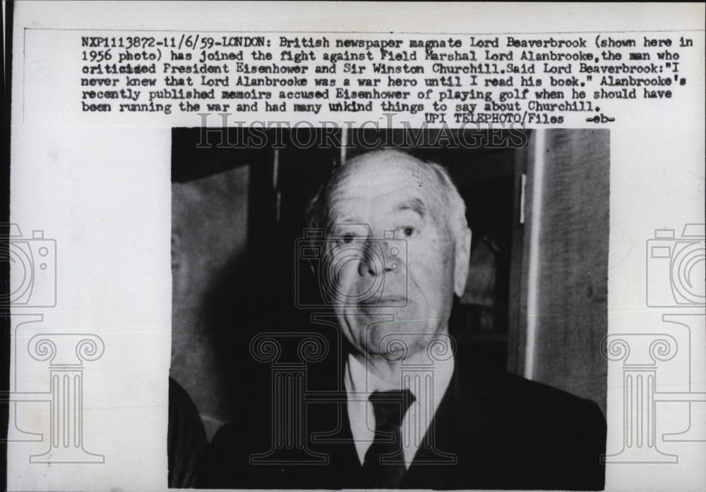 1959 Press Photo Lord Beaverbrook British Newspaper Magnate - RSM02429 - Historic Images