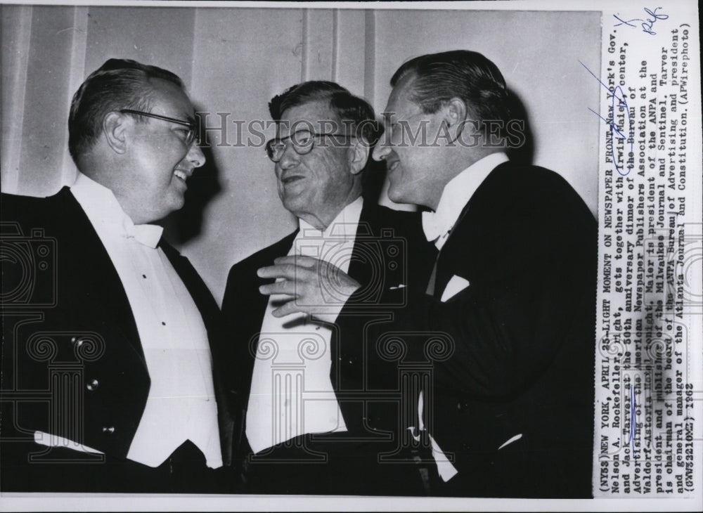 1962 Press Photo NY Governor Nelson Rockefeller &amp; Irwin Maier &amp; Jack Warvar - Historic Images