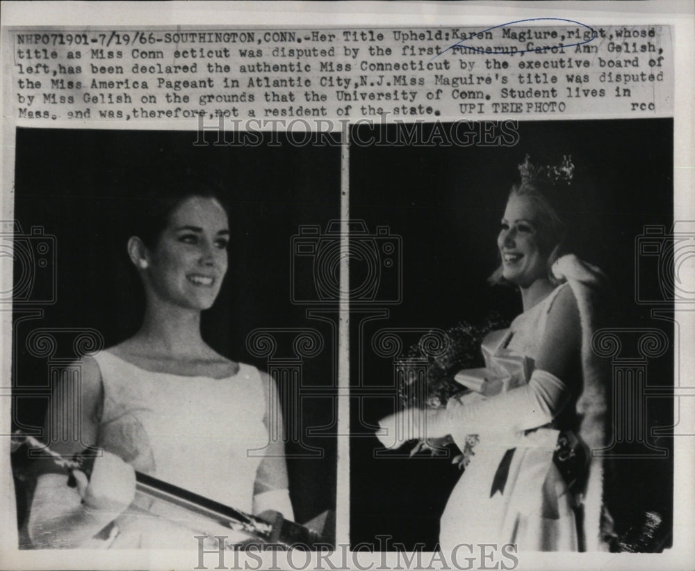 1966, Miss Connecticut Karen Maguire & Carol Ann Gelish - Historic Images