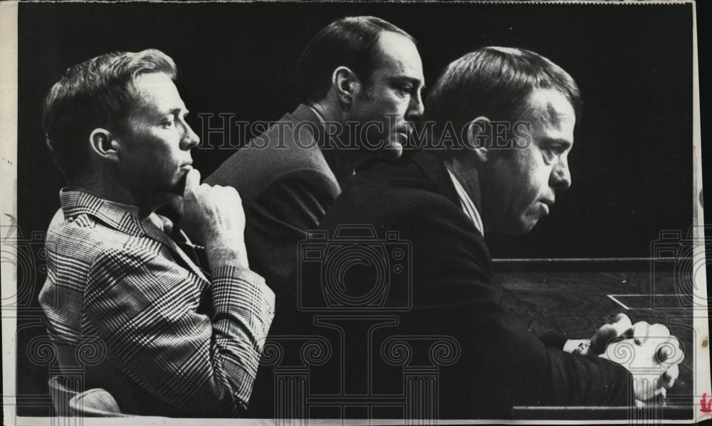 Press Photo Apollo 14 Astronauts Edgar Mitchell, Stuart Roosa and Alan Shepherd. - Historic Images