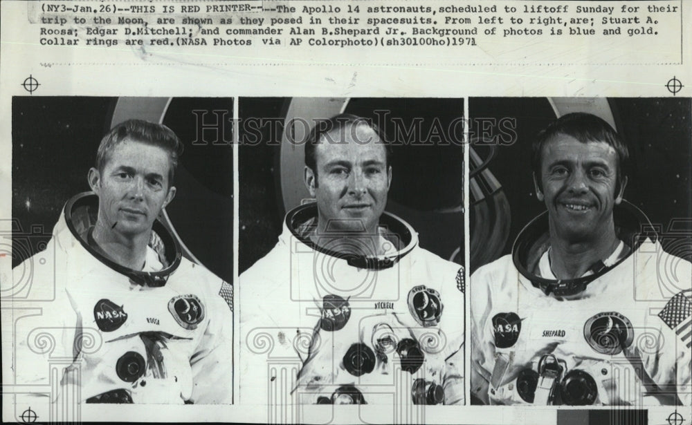 1971 Press Photo The Apollo 14 Astronauts in their spacesuits. - RSM03033 - Historic Images