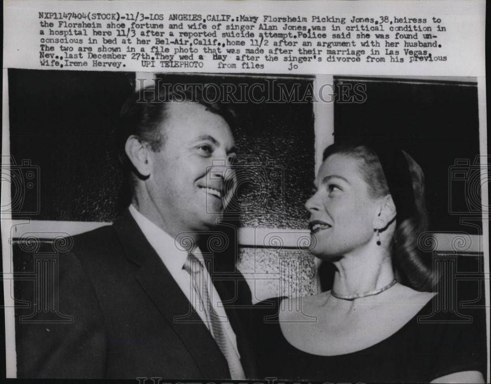 Press Photo Heiress Florsheim Picking Jones &amp; Husband After Wedding In Las Vegas - Historic Images