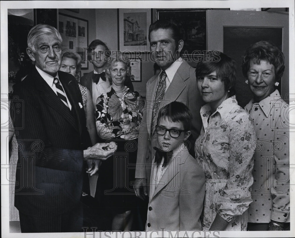 1975 Press Photo Ret. U. S. Sen. Leveratt Saltonstall, Frederich Jones - Historic Images