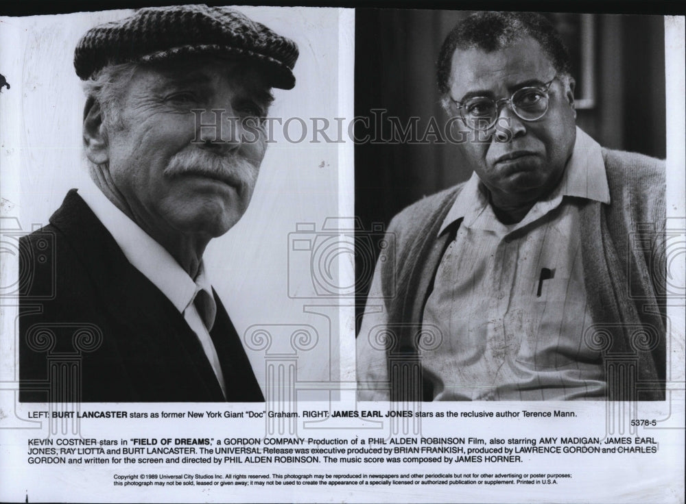 1989 Press Photo Actor James Earl Jones & Burt Lancaster In "Field Of Dreams" - Historic Images