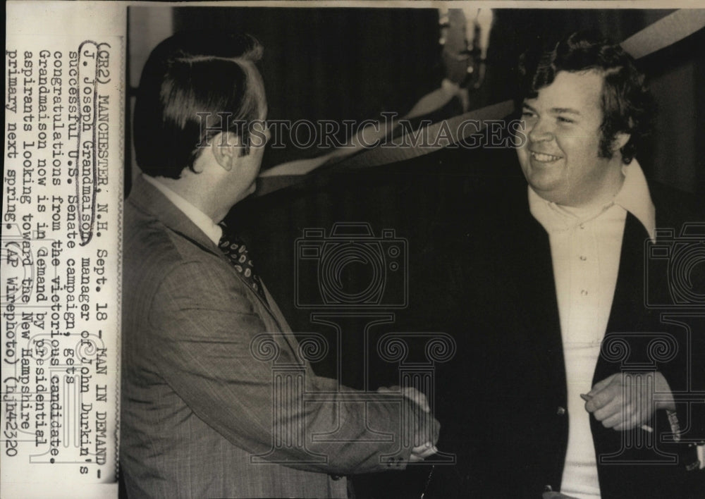 1975 Press Photo Joseph Grandmaison, mgr of John Durkin senate campaign - Historic Images