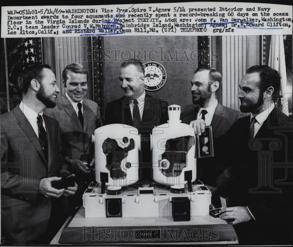 1969 Press Photo Vice President Spiro T. Agnew, J. Derwalker, C. Mahnken - Historic Images